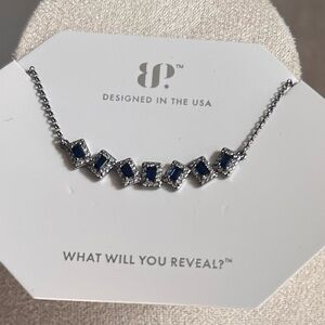 Bomb Party Lab Created Sapphire Necklace on Hematite Plating NK30694